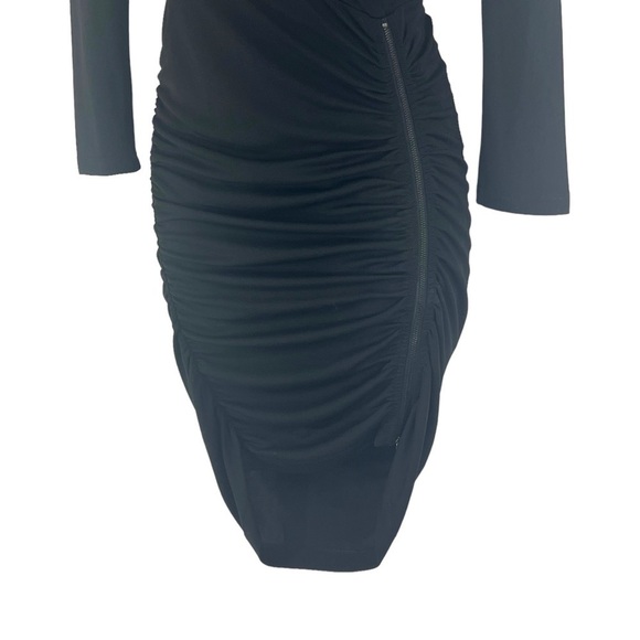 Bcbgmaxazria Dalton Zip-front Black Ruched Cocktail Mini Dress XXS - Picture 6 of 12